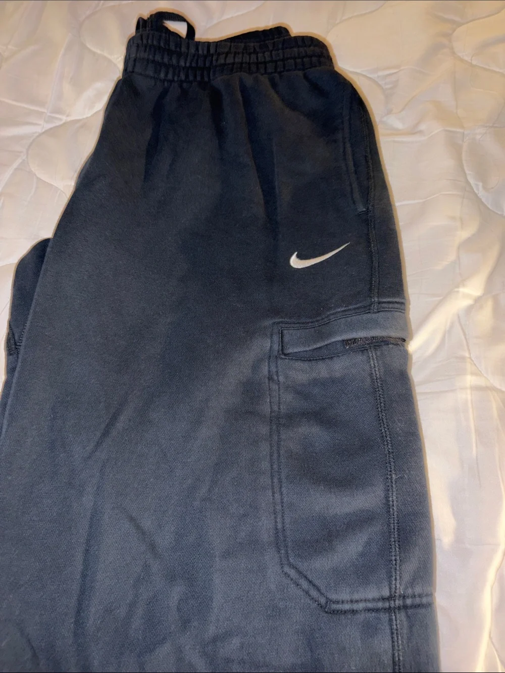 Nike Beige Mens Athletic Shorts with White Swoosh